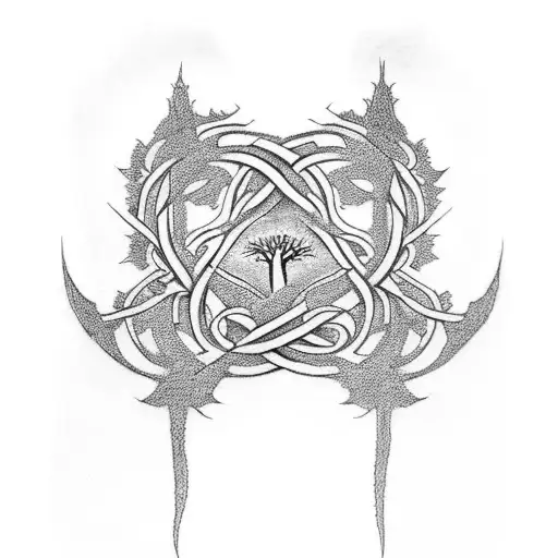 Design A Tattoo Showcasing The Tree Of Life Intertwined With Wolf Imagery