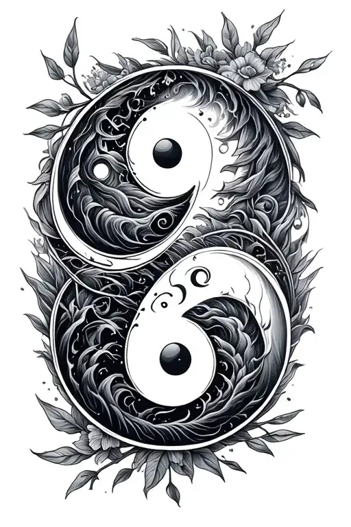 Yin And Yang Symbol Intertwined With Life And Death