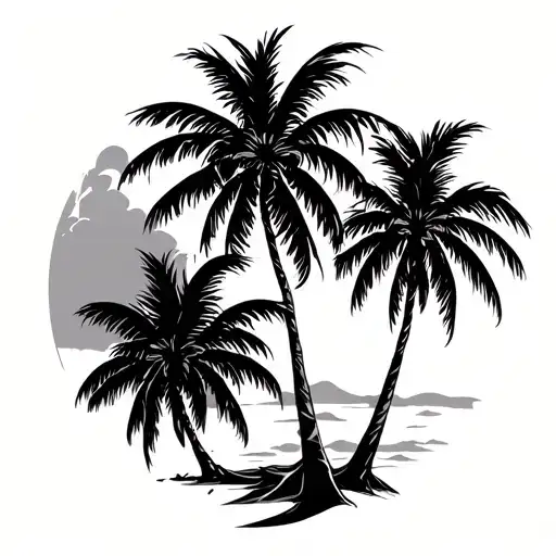 Palm Trees Swaying In The Wind