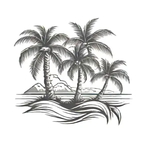 Family Sillouhette Palm Tree Beach