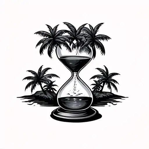 Hour Glass With Palm Trees