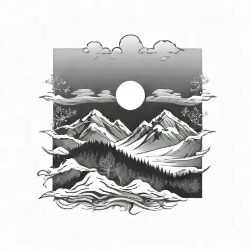 Mountains And Snow And Sun Rising Phoenix Bird