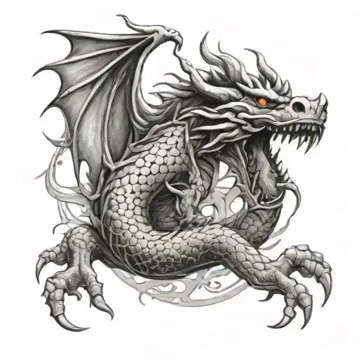 Design A Tattoo That Merges The Intensity Of Muay Thai Fighting With The Elegance Of A Dragon