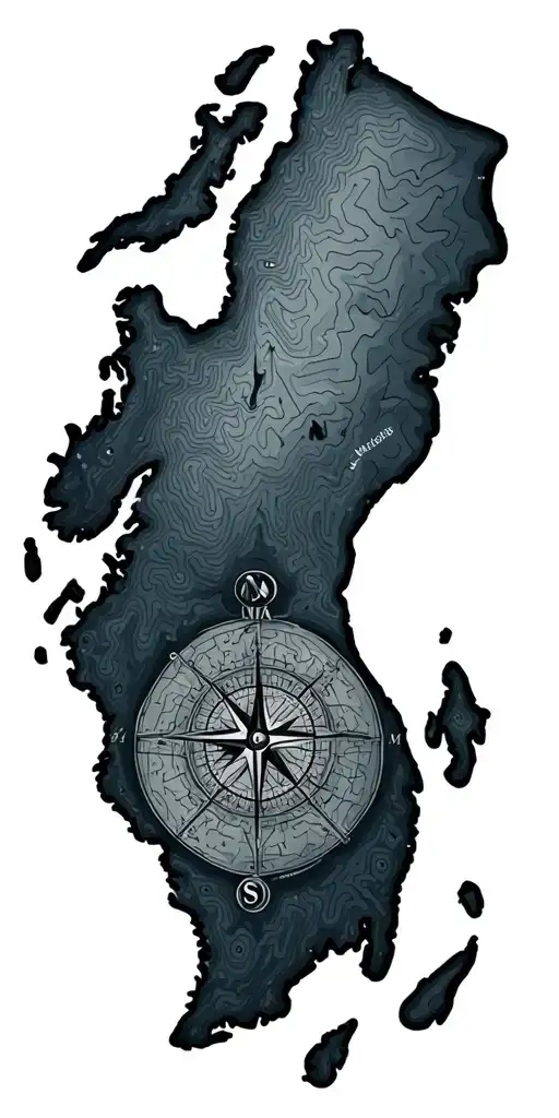 Topographic Map Of Lake Michigan With Compass
