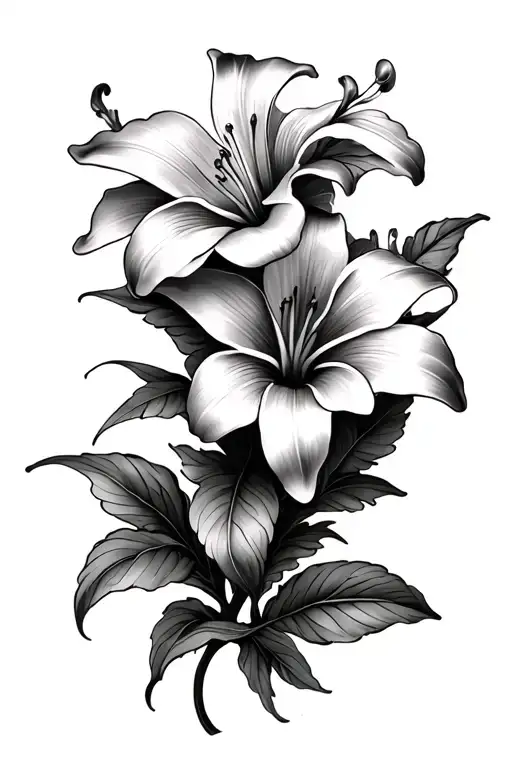 Lilly Flower Starting At Hip Ending At Side Of Breast