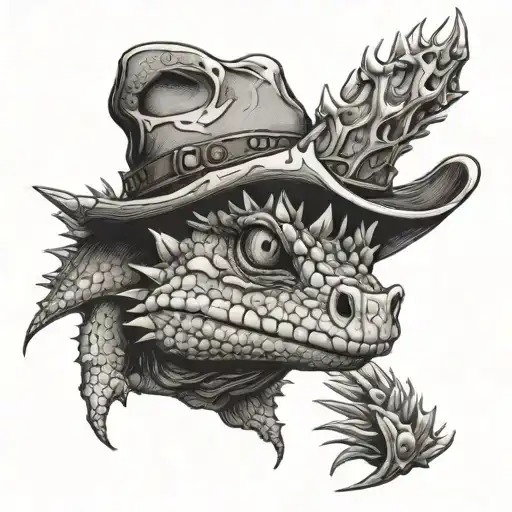 A Thorny Devil Lizard With A Cowboy Hat On His Head