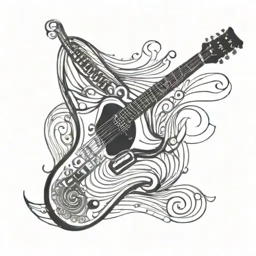 Guitar Outline Letter J Incorporated In It