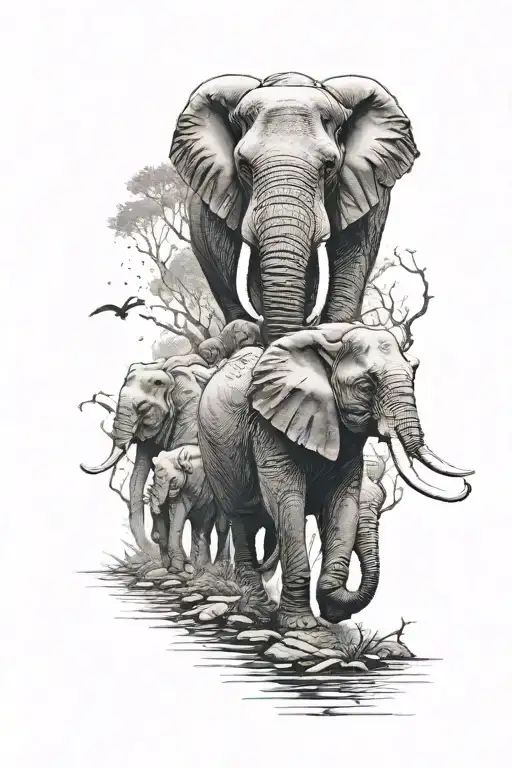 Elephant Herd Full Sleeve