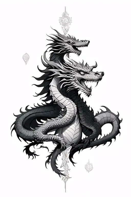 Caduseous With Gemini Zodiac And Dragon On Sternum