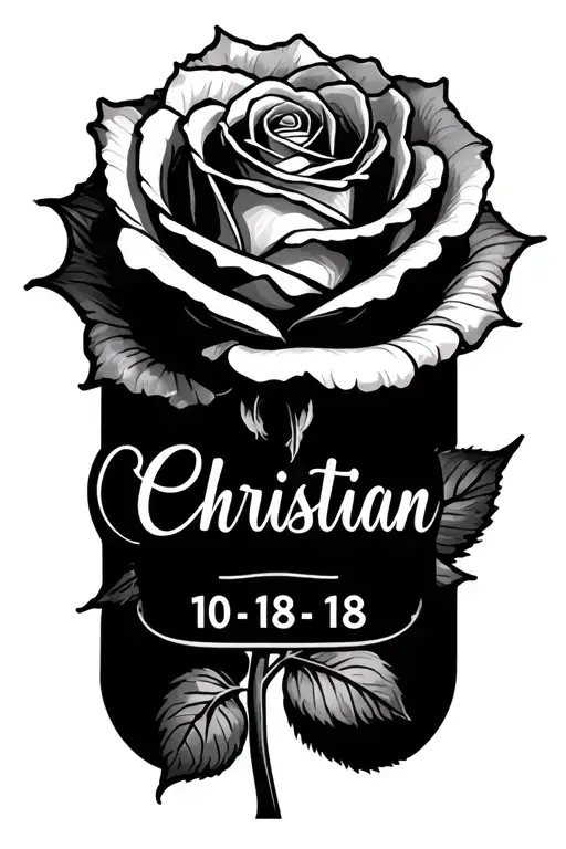A Rose With The Date 10-18-18 And The Name Christian