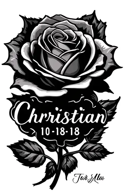 A Rose With The Date 10-18-18 And The Name Christian