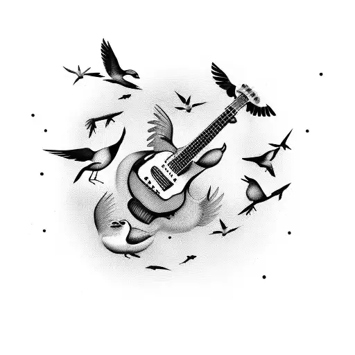 Guitar With Birds Comming Out