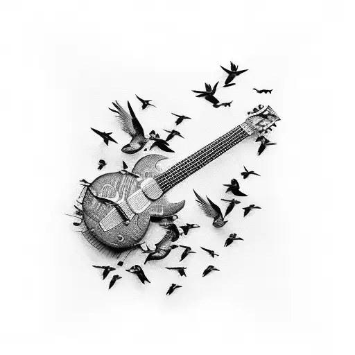 Guitar Made Of Birds