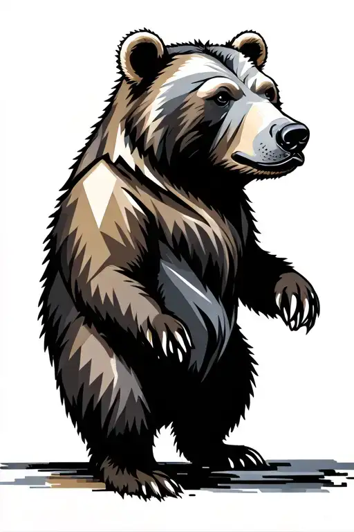 Geometric Line Grizzly Bear