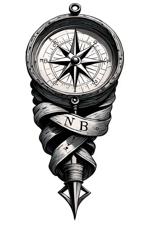Compass With Initials Intertwined