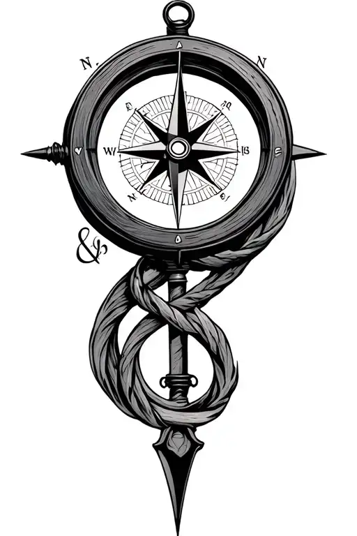 Compass With Initials Intertwined