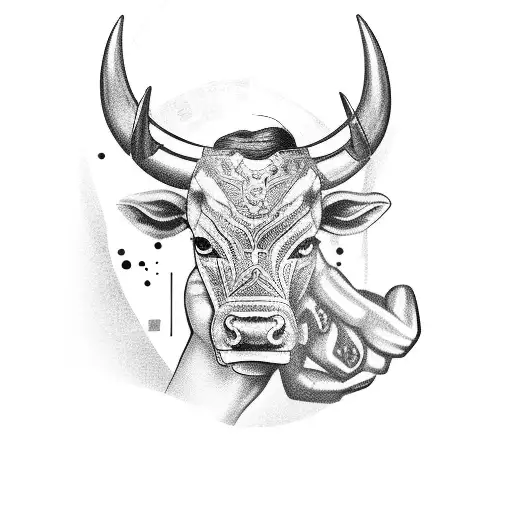 Woman Holding Scales Greece Style With Line Bull Behind Her