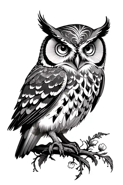 Art Nouveau Owl Perched