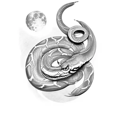 Full Ball Python With Crecent Moon