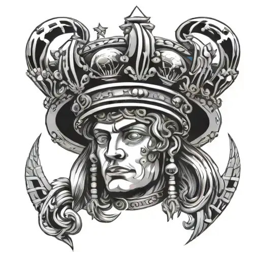 Saturn As A Crown On A Rapper's Head With Dollar Signs As Jewels