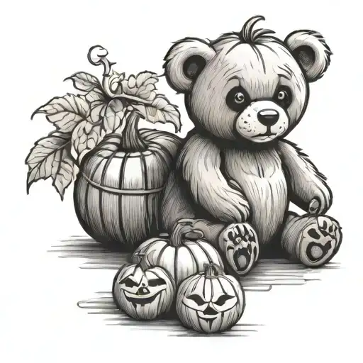 Teddy Bear With Pumpkin