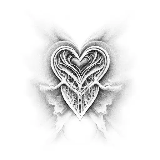 Digital Heart Beat With Heaven Magical Door