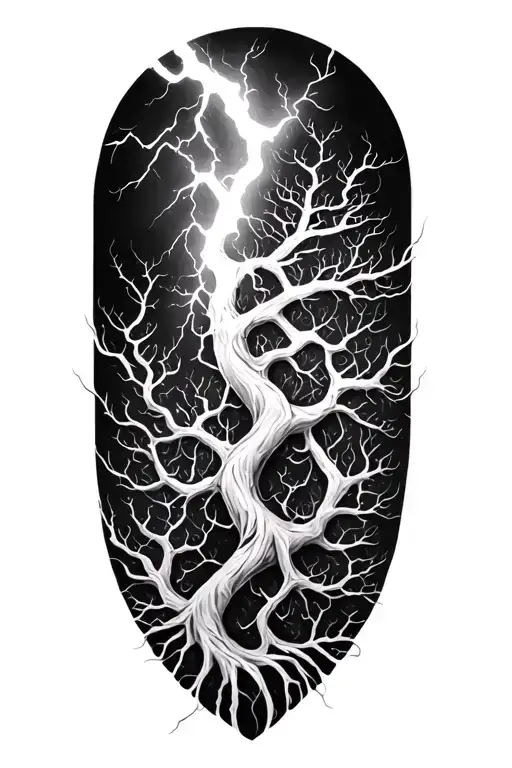 Fractal Tree Struck By Lightning