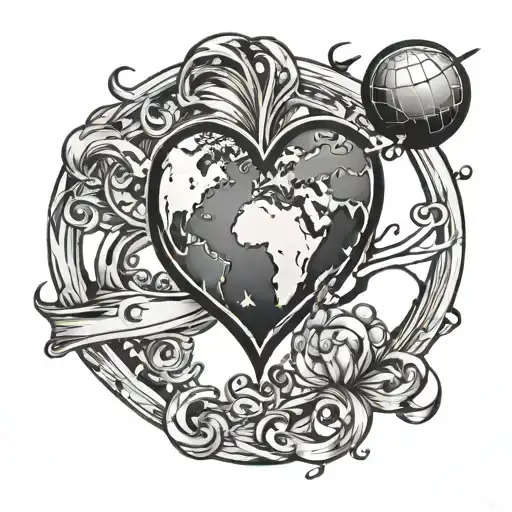 Heart And Globe Surrounded