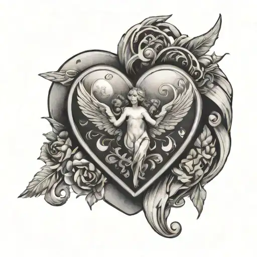Heart And Globe Surrounded By Angels