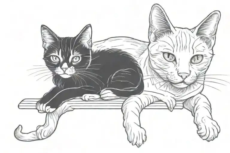 Cat And Kitten Sitting