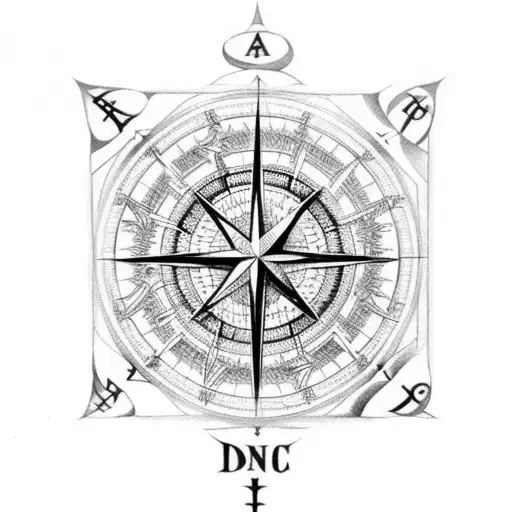 An Intricate Compass Rose Incorporating Christian Symbols
