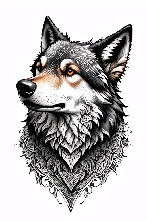 Wolf Head Made Entirely Of Intricate Dotwork Design