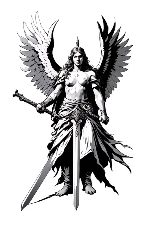 Angelic Warrior Wielding A Sword