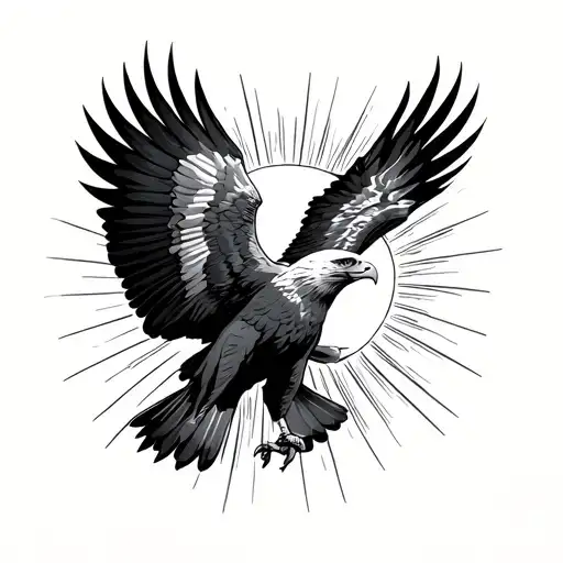Eagle Soaring Through The Sun
