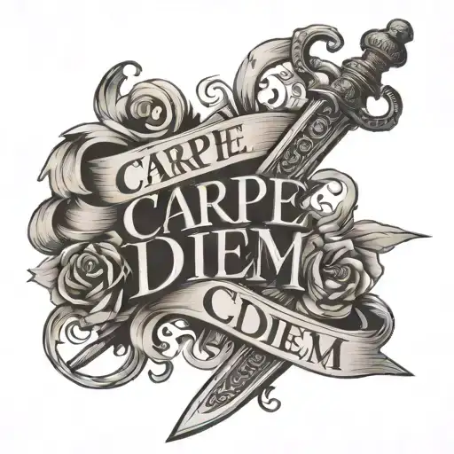 Carpe Diem Quote With Sword Intertwined
