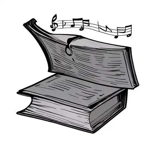 Line Drawing Simple Book With Music Notes Small