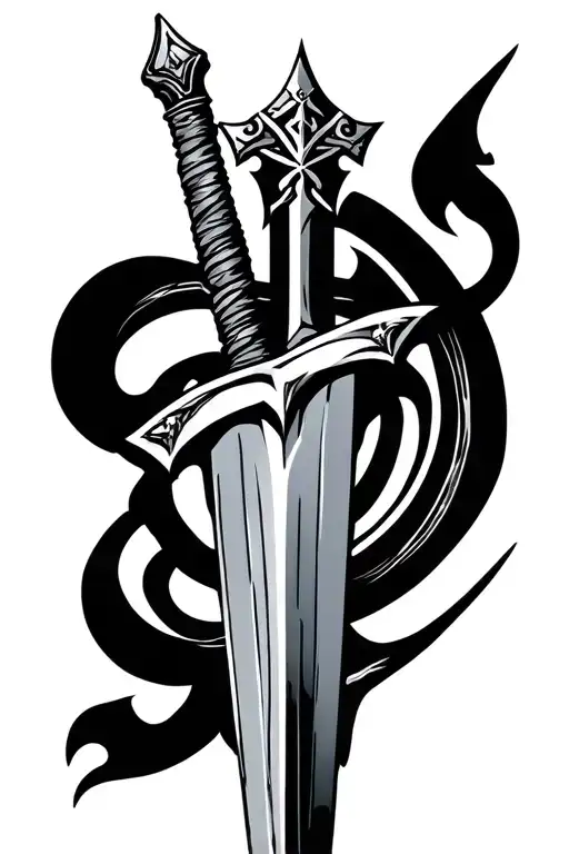 Templar Sword With Aquarius Sign