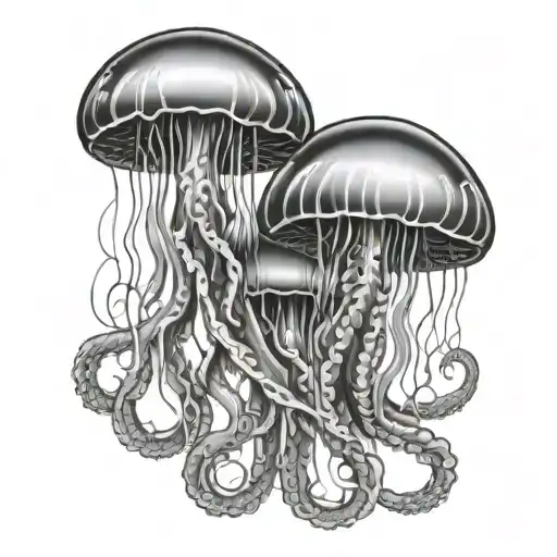 Four Jelly Fish Intertwined