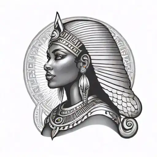 Black Female With Egyptian Theme And Sunset