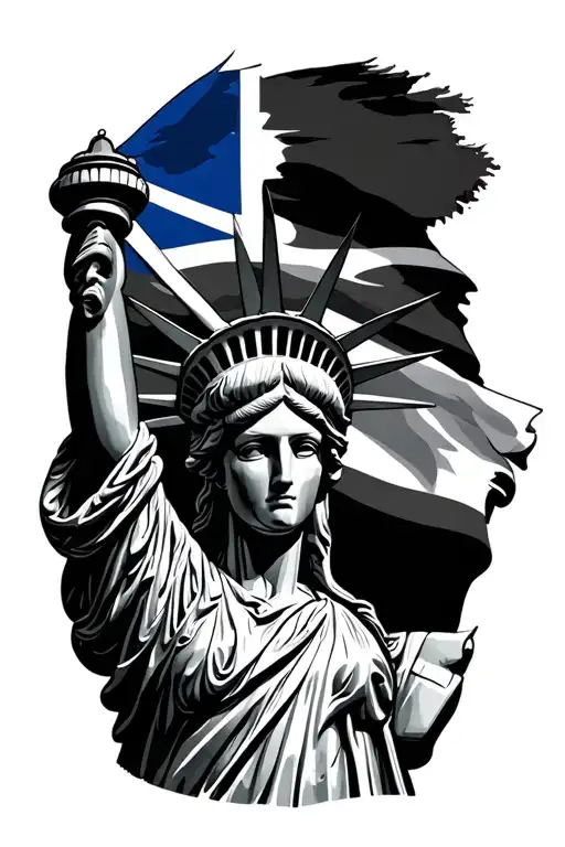 Statue Of Liberty With Dominican Republic Flag