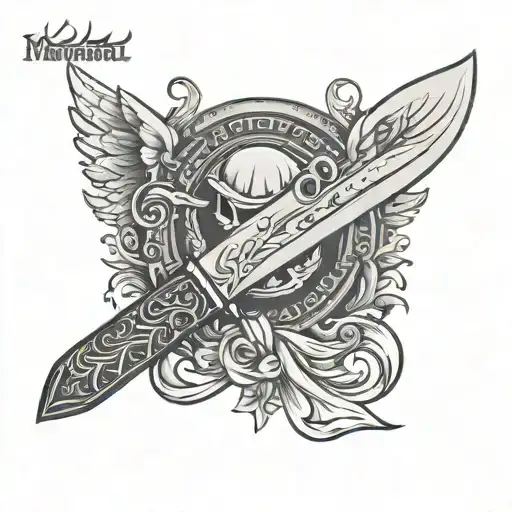 Memorial Tattoo Chef Knife With Angel Wings