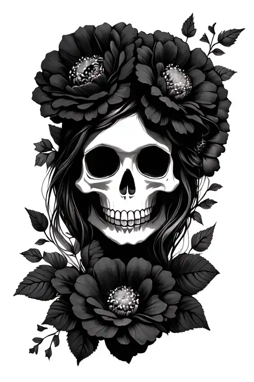Girly Skull And Flowers