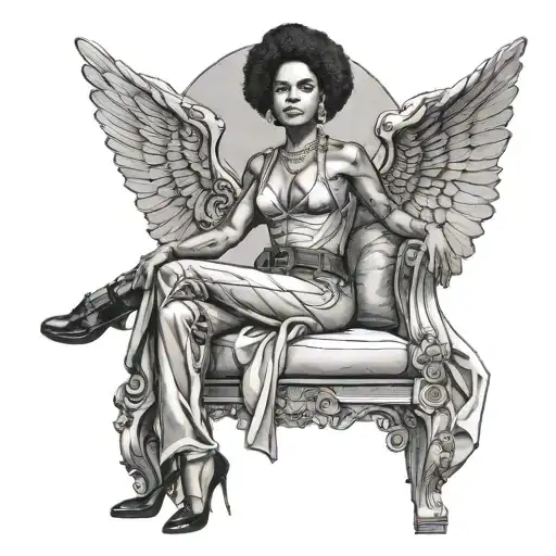Black Female Sitting On Huey P Newton Throne