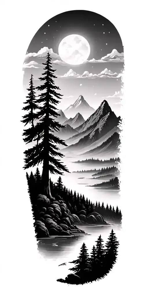 Trees With Mountains Background
