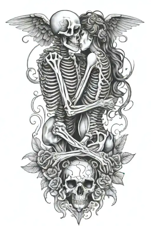 Skeleton Lovers Embrace