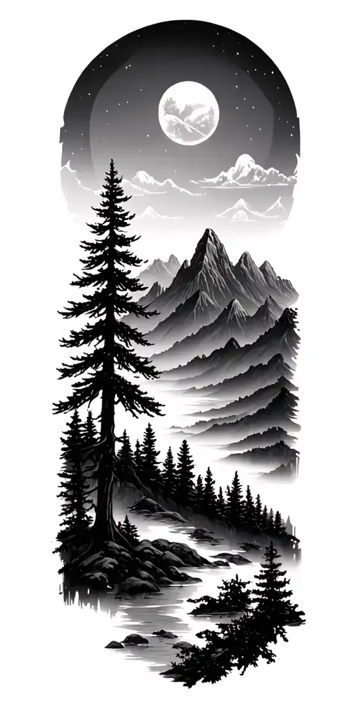 Trees With Mountains Background