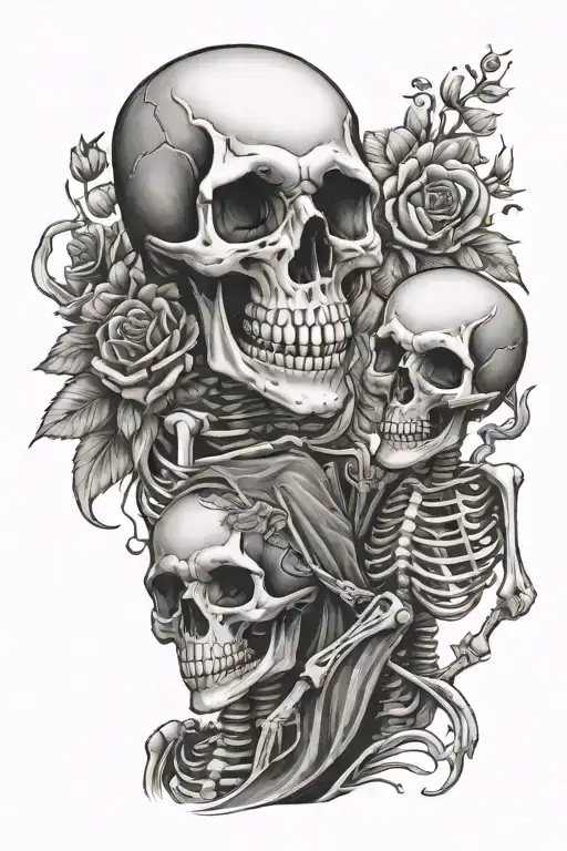 Skeleton Family Embrace