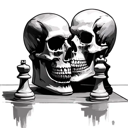 Chess And Skulls Facing Each Other