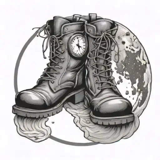 Clock Walking Boots Moon Surrounded
