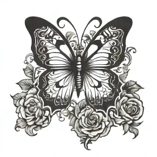Gothic Butterfly Stencil Art